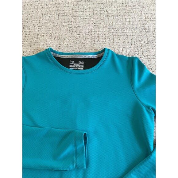 Under Armour Woman’s ColdGear Fitted Pull Over Size Med .Teal - Picture 3 of 9